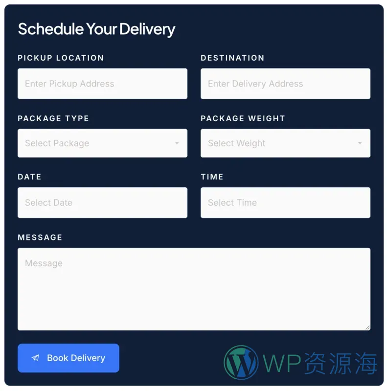 无人机配送物流Elementor网站模板_一键导入快速建站插图7-WP资源海 物流/运输 Elementor 模板表单预览