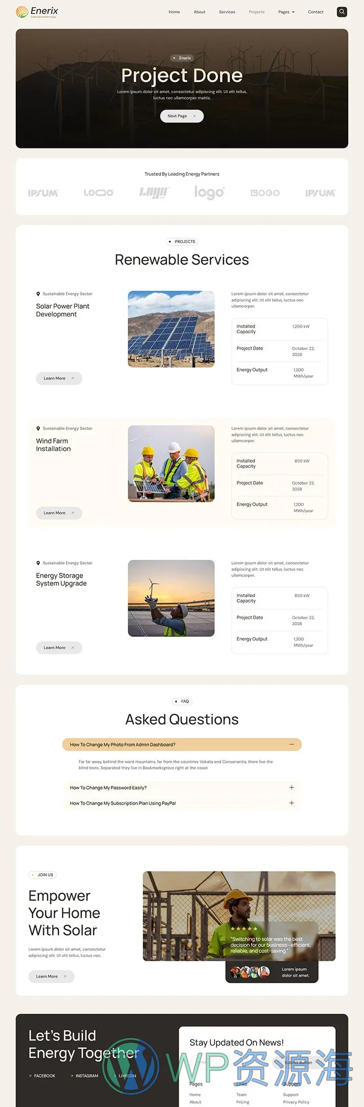 工业/工厂 Elementor 模板项目案例预览