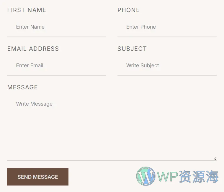 婚礼策划Elementor网站模板_一键导入快速建站插图7-WP资源海 婚礼/婚庆 Elementor 模板联系表单预览