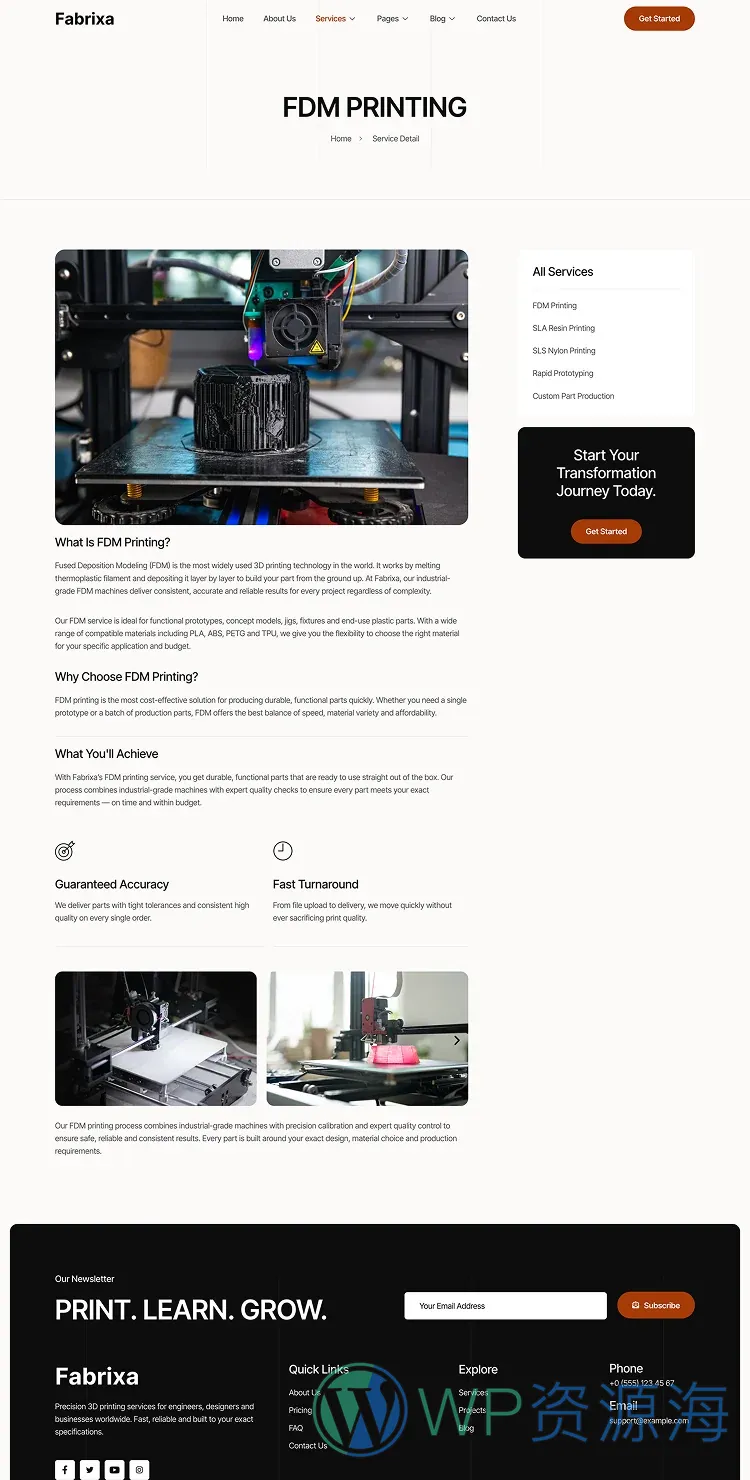 3D打印服务Elementor网站模板_一键导入快速建站插图5-WP资源海 制造业 Elementor 模板服务详情预览