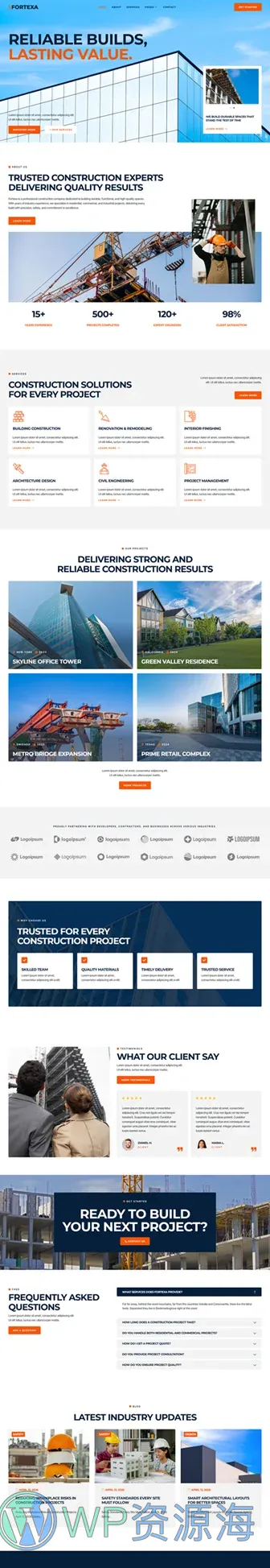 建筑/地产 Elementor 模板首页预览