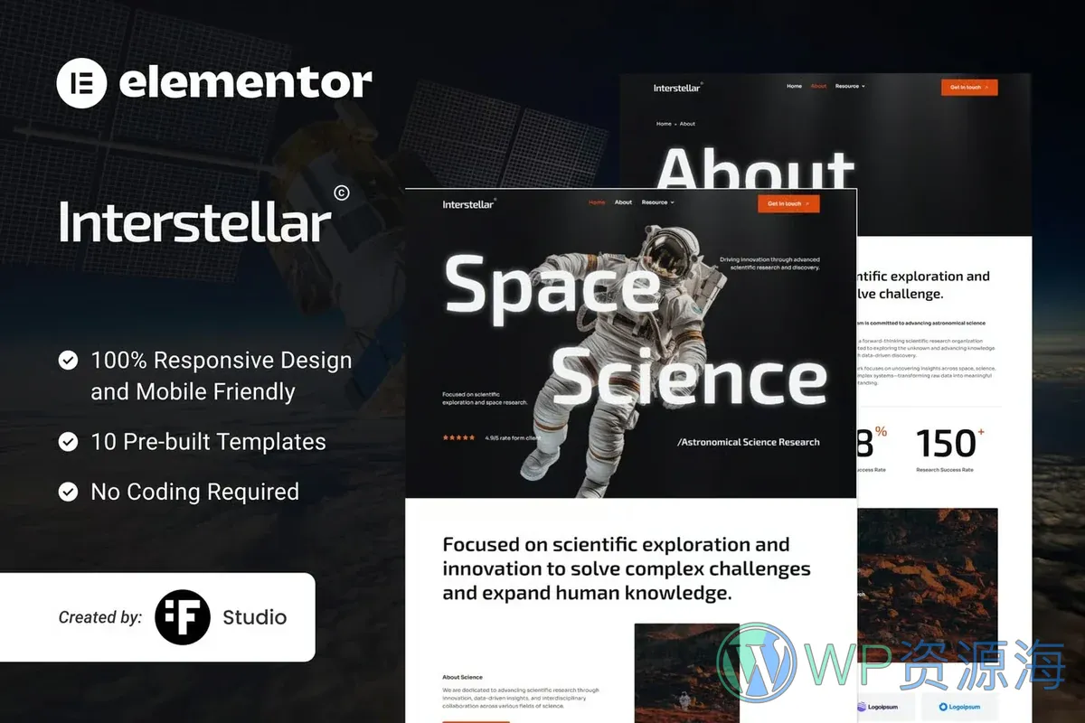 科学研究机构Elementor网站模板_一键导入快速建站插图-WP资源海 科研/实验 Elementor 网站模板封面