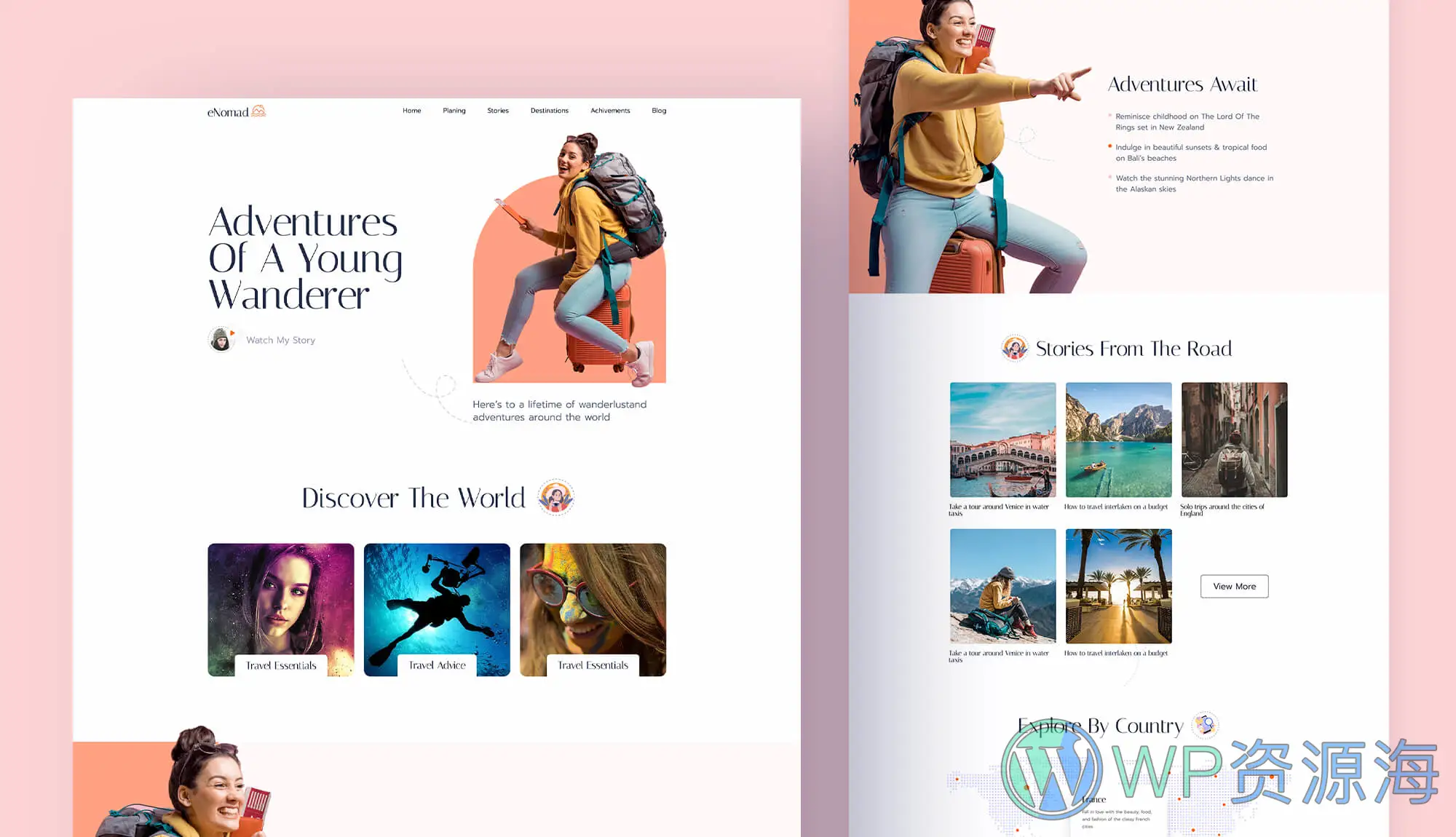 个人旅行博客Gutenberg网站模板_一键导入快速建站插图-WP资源海 个人旅行博客Gutenberg网站模板_一键导入快速建站
