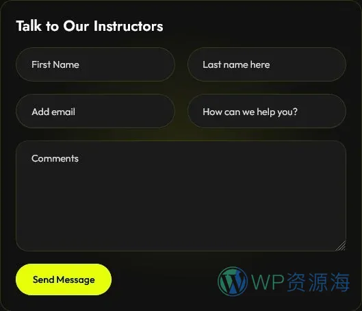学校教育Elementor网站模板_一键导入快速建站插图6-WP资源海 学校 Elementor 模板联系表单预览