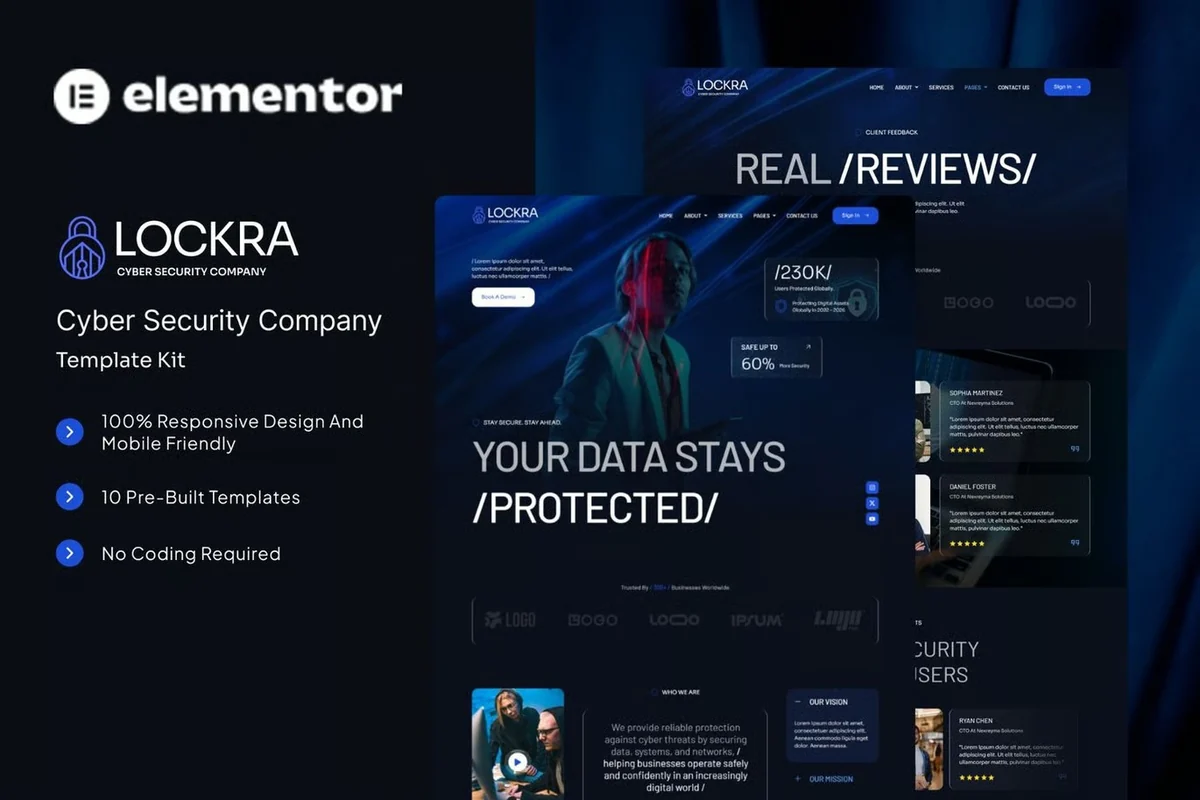 网络安全企业Elementor网站模板_一键导入快速建站