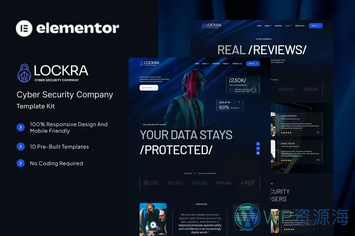 网络安全企业Elementor网站模板_一键导入快速建站插图-WP资源海 IT互联网 Elementor 网站模板封面
