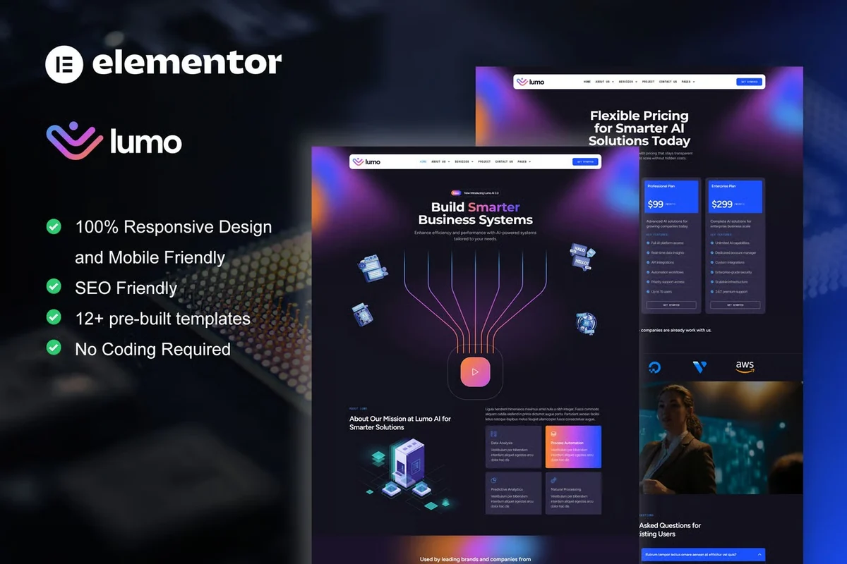AI科技服务Elementor网站模板_一键导入快速建站