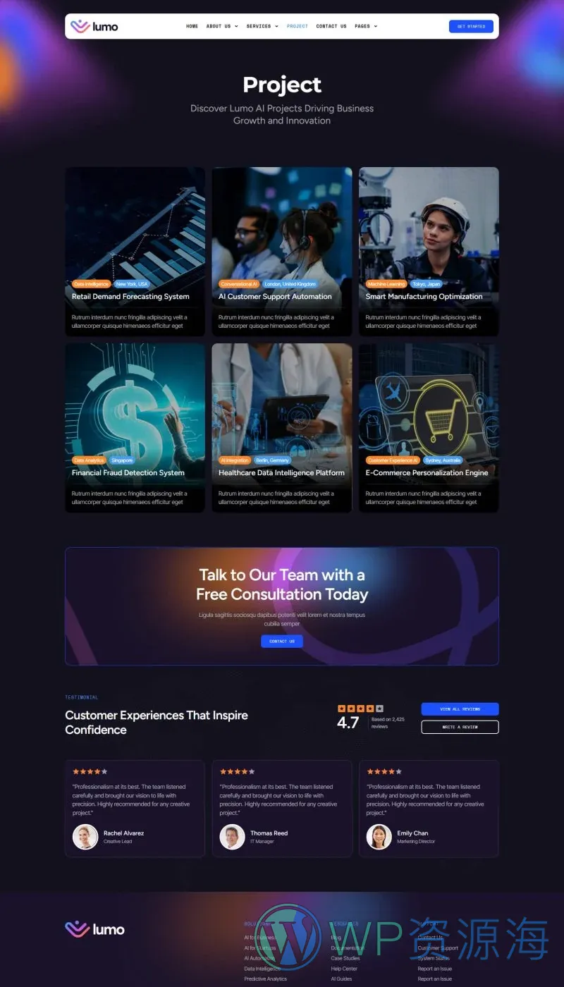 AI科技服务Elementor网站模板_一键导入快速建站插图3-WP资源海 AI Elementor 模板项目案例预览