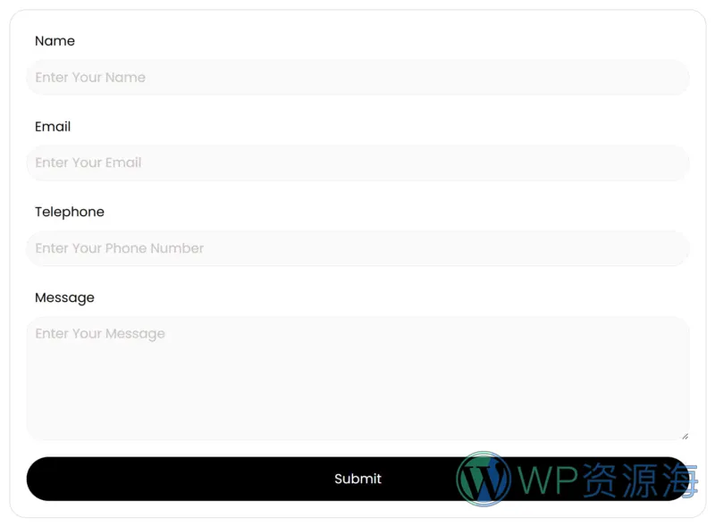 艺术设计Elementor网站模板_一键导入快速建站插图7-WP资源海 艺术/设计 Elementor 模板联系表单预览