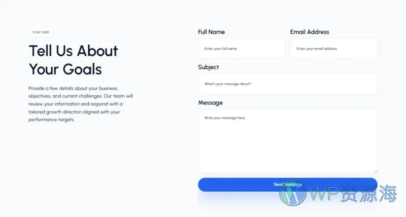 社交社区Elementor网站模板_一键导入快速建站插图7-WP资源海 社交 Elementor 模板联系表单预览