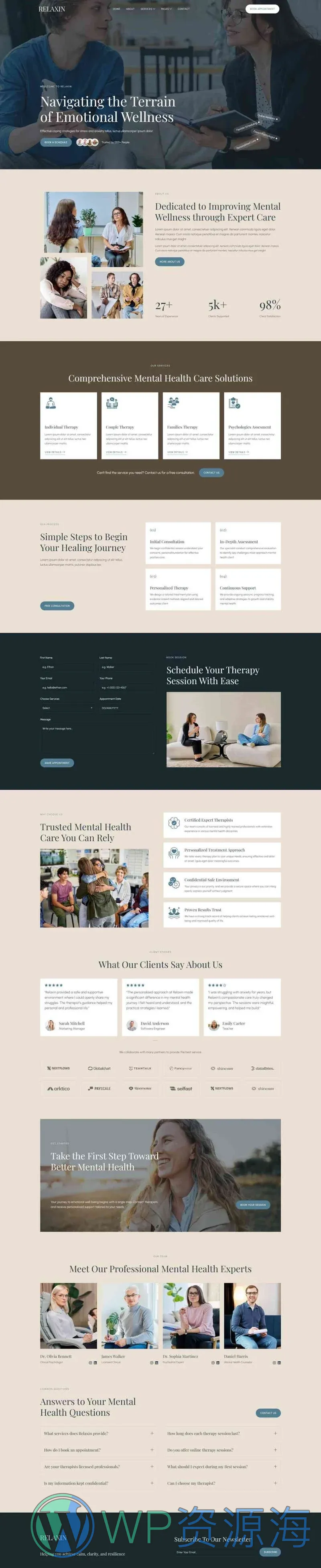 心理健康咨询Elementor网站模板_一键导入快速建站插图1-WP资源海 健康/医药 Elementor 模板首页预览