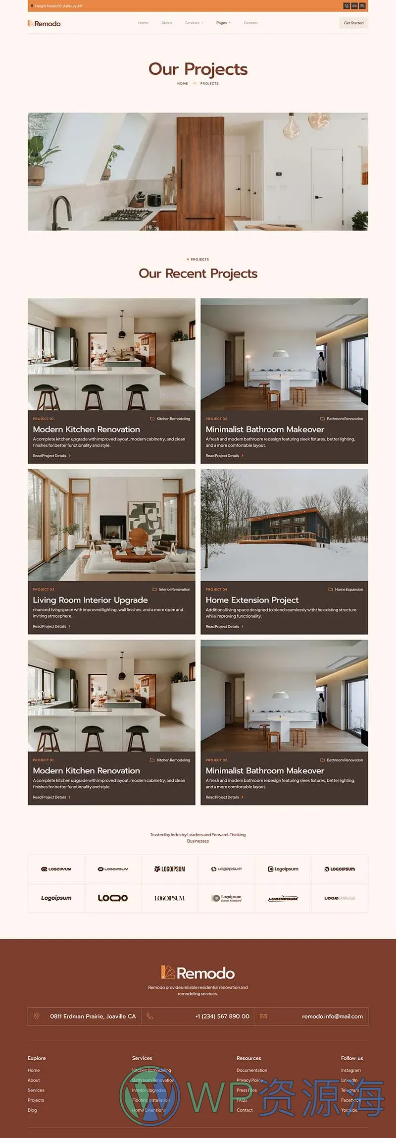 住宅翻新装修Elementor网站模板_一键导入快速建站插图5-WP资源海 装修 Elementor 模板项目案例预览