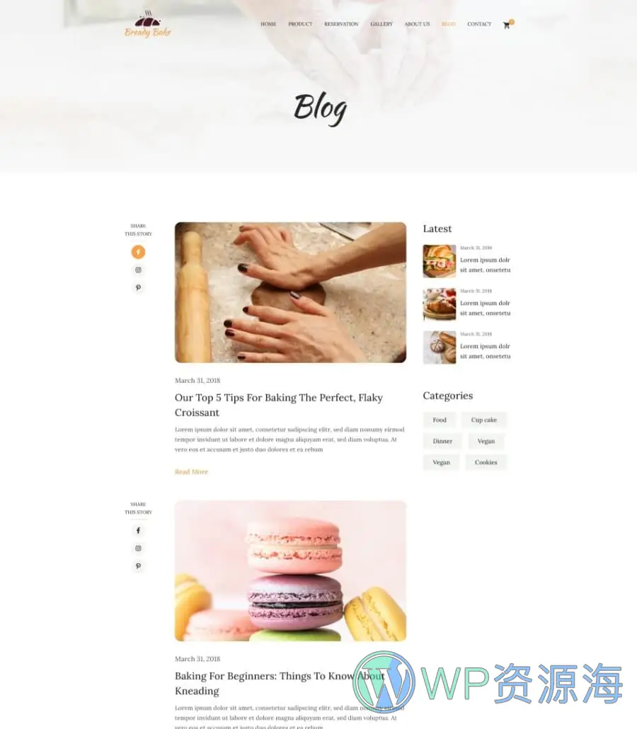 Bready Bake Blog Card Page