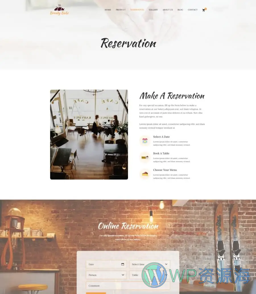 Bready Bake Reservation Page