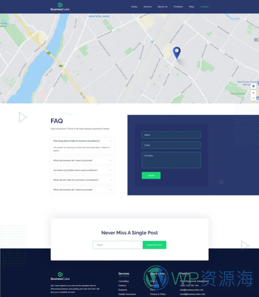 BusinessCube Contact Page