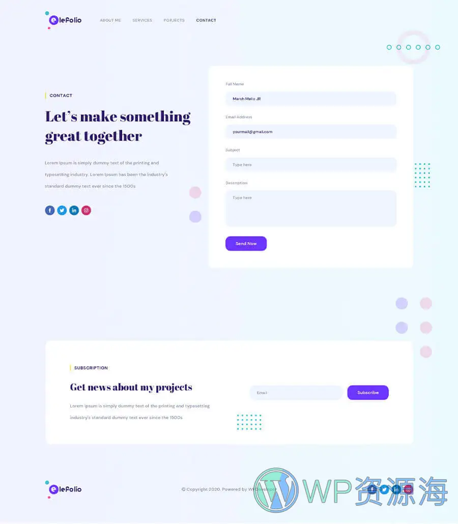 EleFolio Contact Page