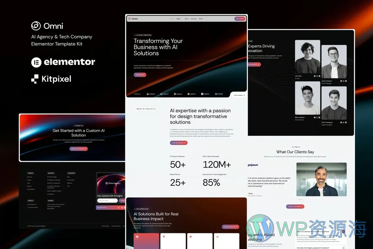 AI科技公司Elementor网站模板_一键导入快速建站插图-WP资源海 AI Elementor 网站模板封面