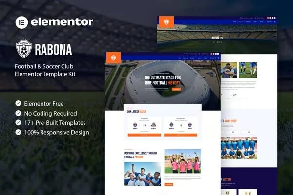 足球俱乐部Elementor网站模板_一键导入快速建站