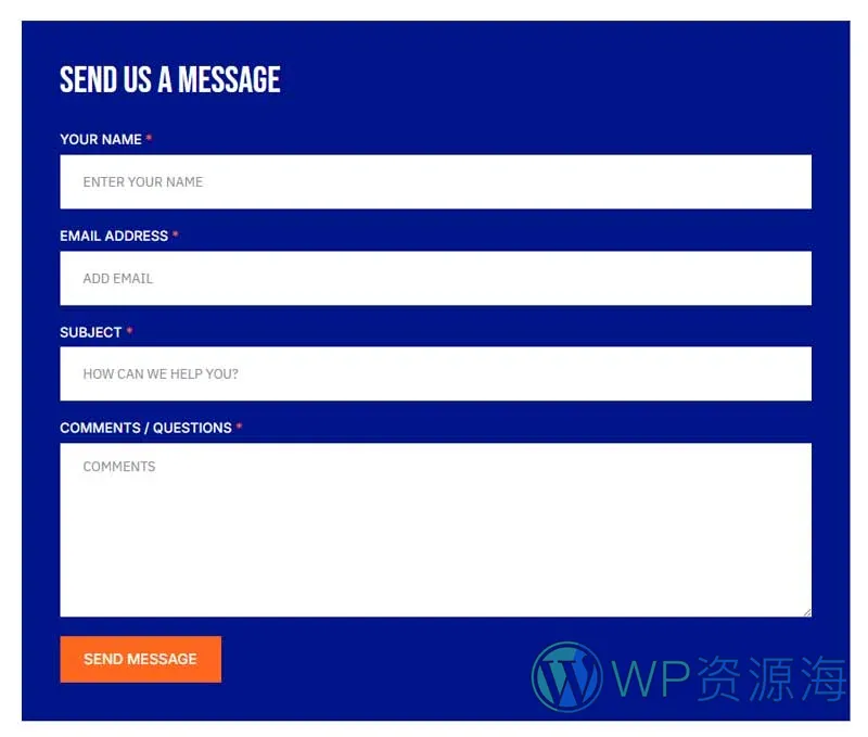 运动/健身 Elementor 模板联系表单预览