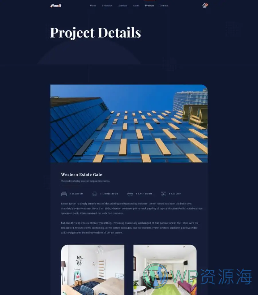 家具商城Elementor网站模板_一键导入快速建站插图2-WP资源海 Woodie Project Details Page