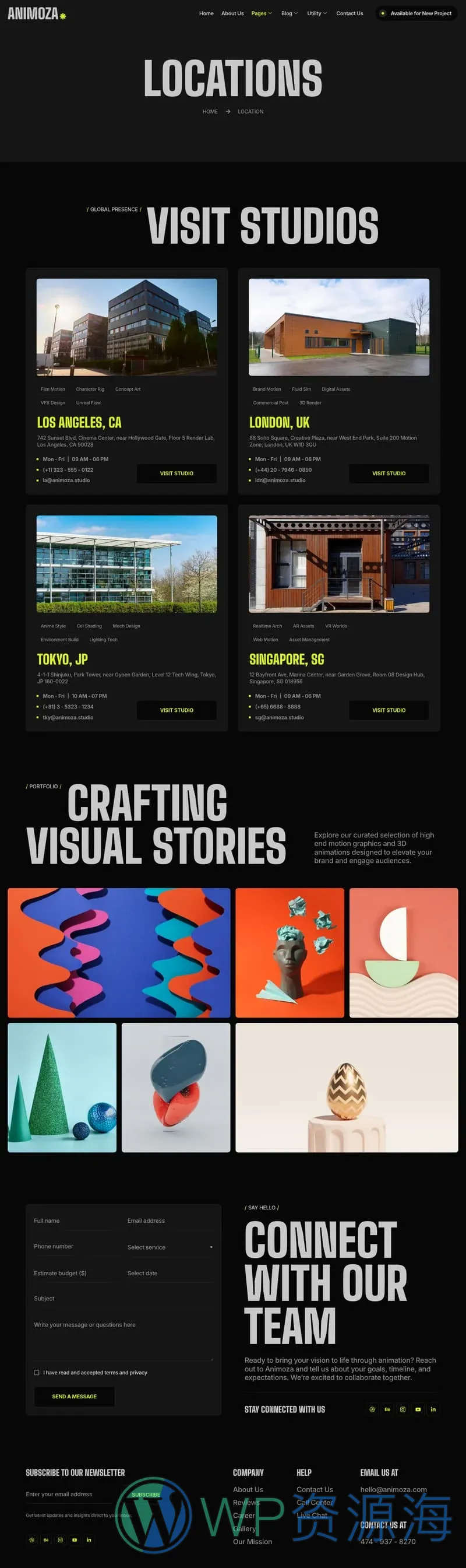 动效与三维动画工作室Elementor网站模板_一键导入快速建站插图4-WP资源海 多媒体 Elementor 模板地点页面预览