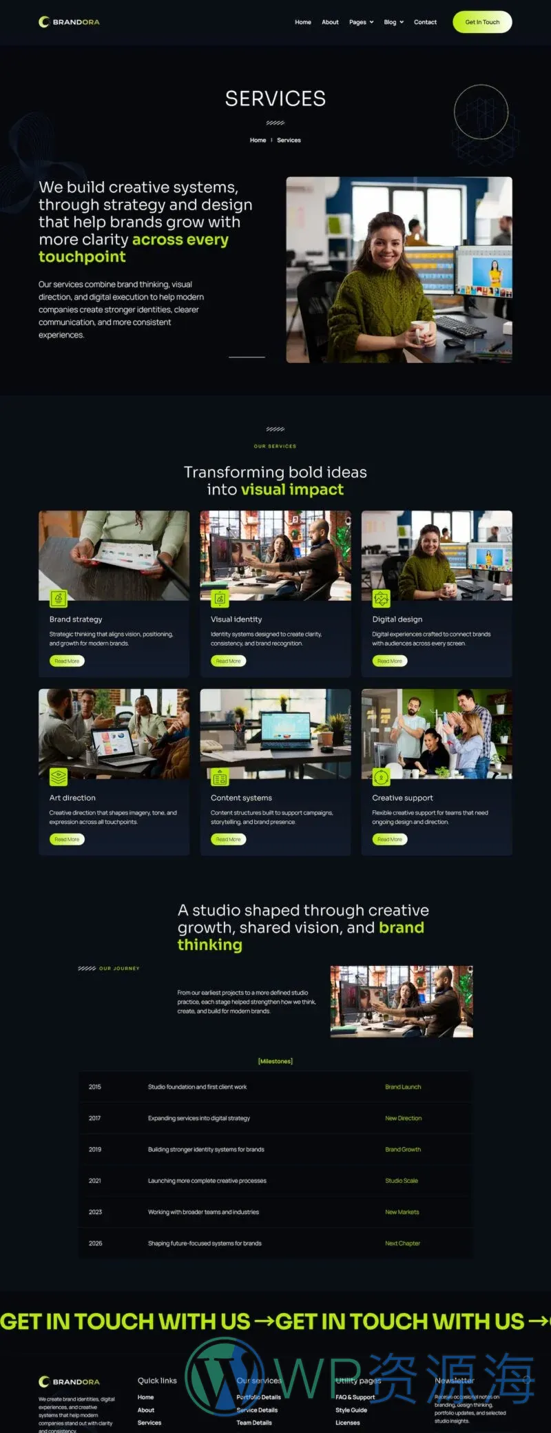 艺术设计Elementor网站模板_一键导入快速建站插图3-WP资源海 艺术/设计 Elementor 模板服务页面预览