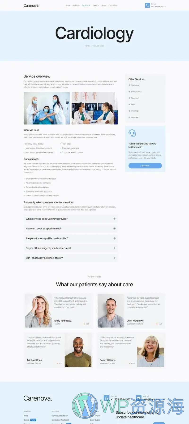 健康/医药 Elementor 模板服务详情预览