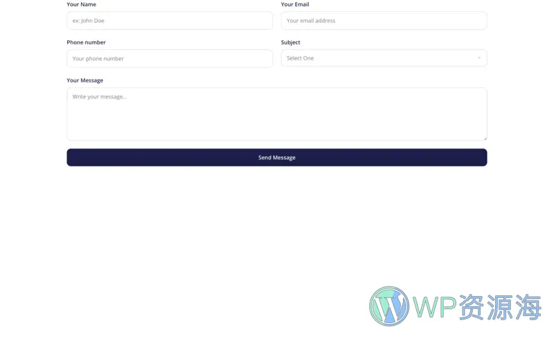 在线课程教育Elementor网站模板_一键导入快速建站插图7-WP资源海 教育/培训 Elementor 模板联系表单预览