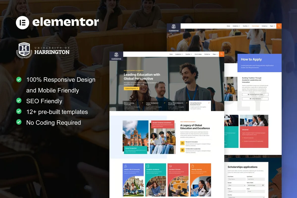 高校Elementor网站模板_一键导入快速建站