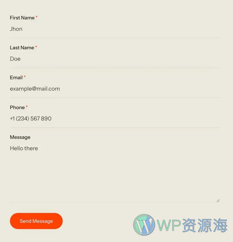 餐饮/食品 Elementor 模板联系表单预览