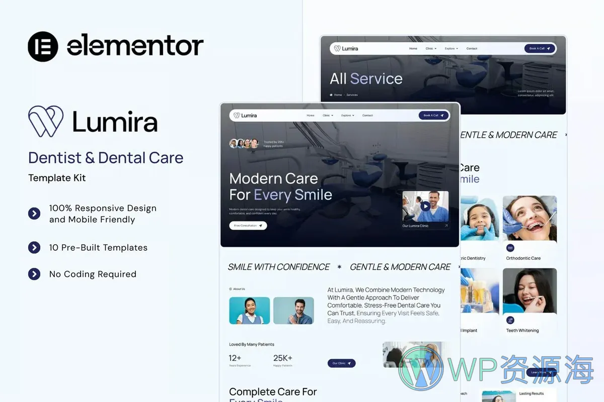 健康医疗Elementor网站模板_一键导入快速建站插图-WP资源海 健康/医药 Elementor 网站模板封面