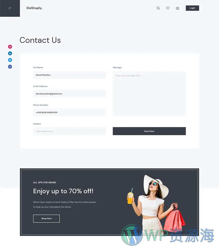 EleShoply Contact Page