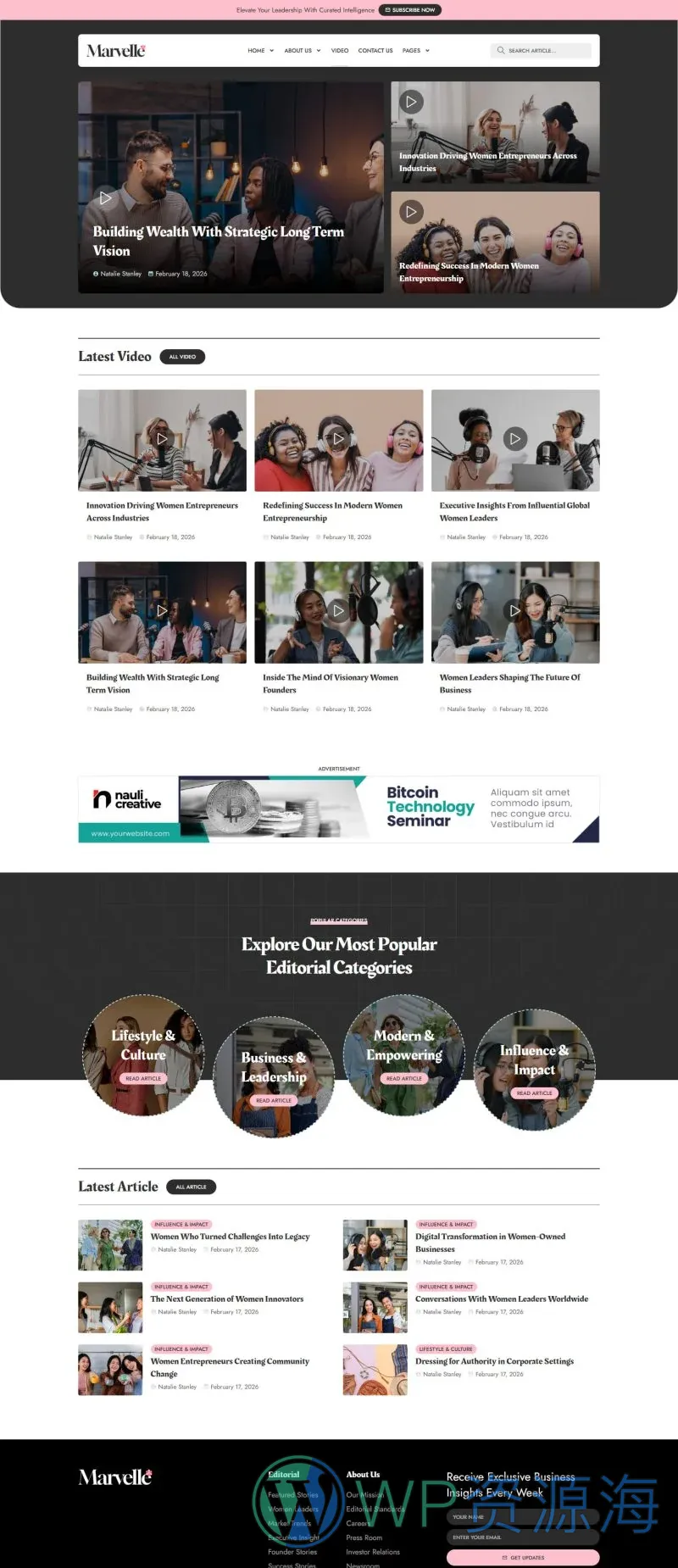 博客/杂志 Elementor 模板视频页面预览