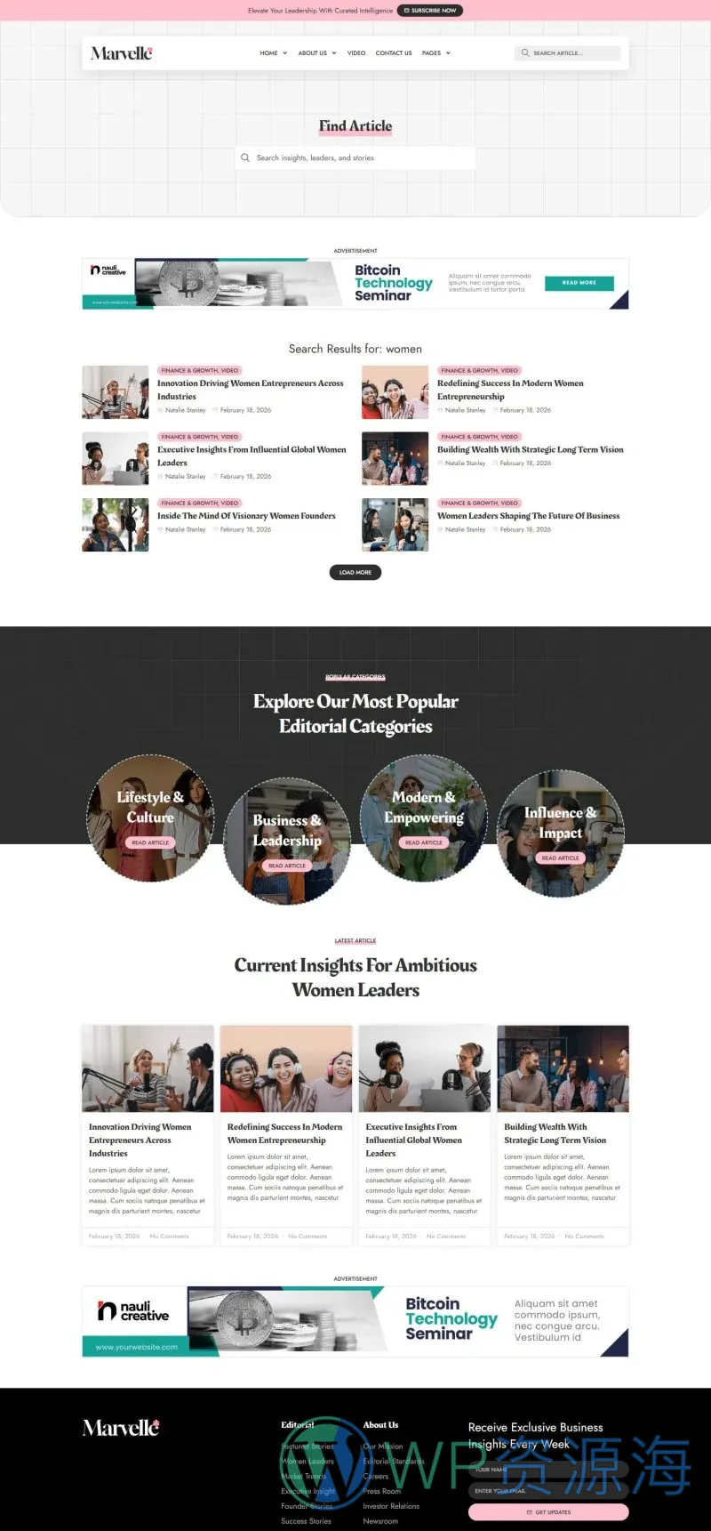 博客/杂志 Elementor 模板搜索结果预览