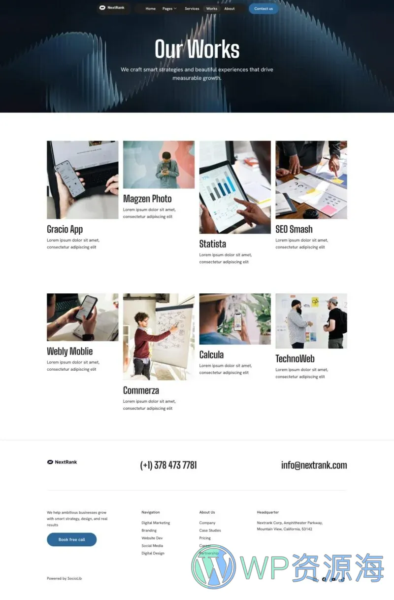 数字营销机构Elementor网站模板_一键导入快速建站插图3-WP资源海 广告/营销 Elementor 模板作品案例预览