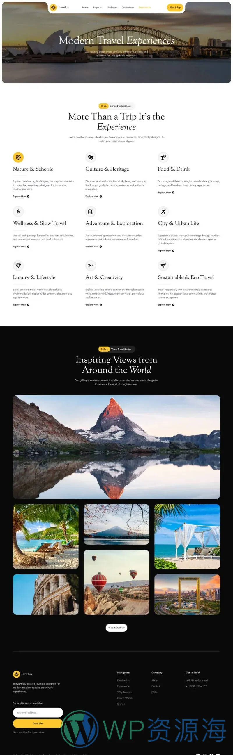 旅行户外Elementor网站模板_一键导入快速建站插图4-WP资源海 户外/旅行 Elementor 模板体验项目预览
