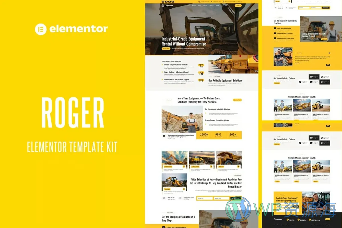 工业/工厂Elementor网站模板_一键导入快速建站插图-WP资源海 工业/工厂 Elementor 网站模板封面