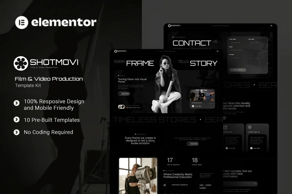影视视频制作Elementor网站模板_一键导入快速建站