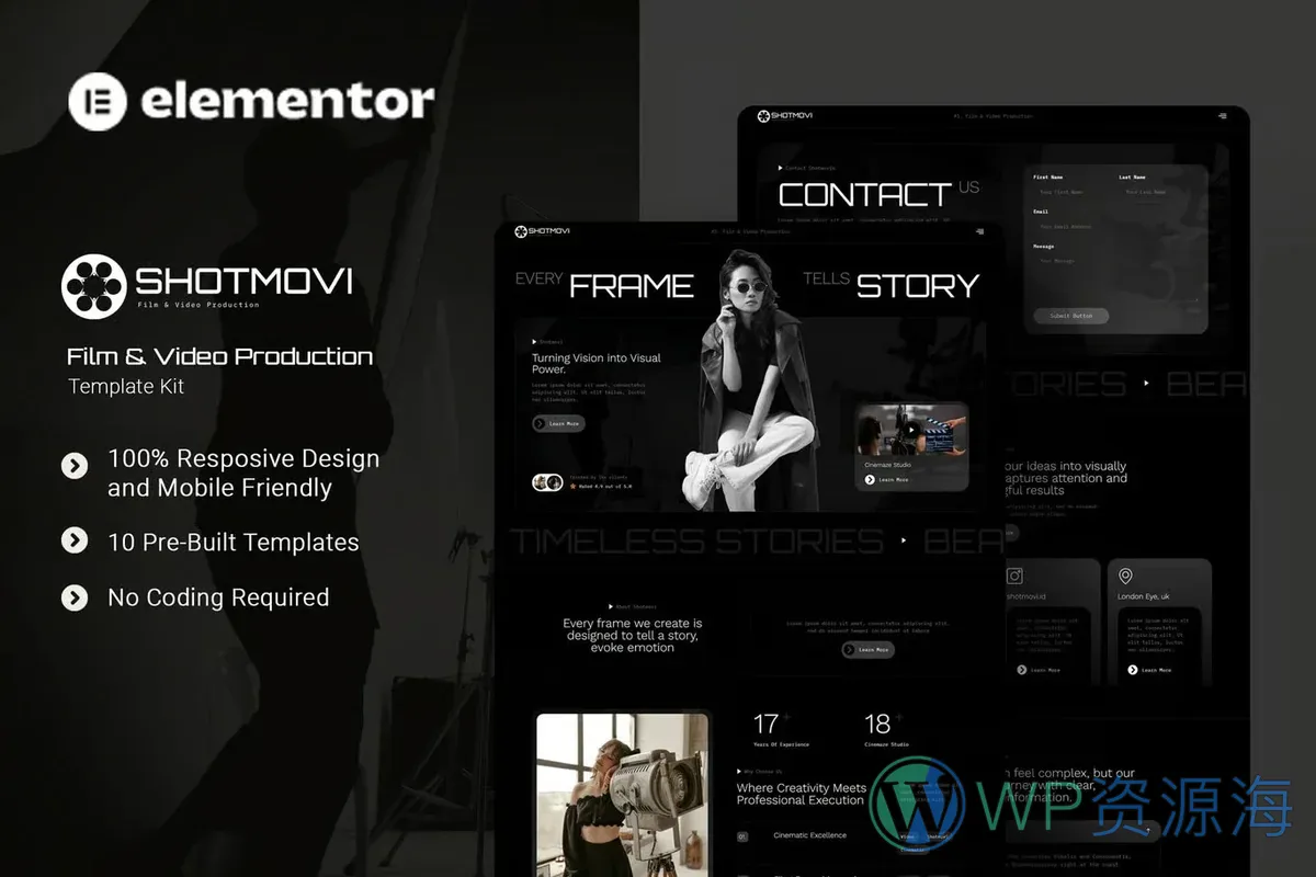 影视视频制作Elementor网站模板_一键导入快速建站插图-WP资源海 多媒体 Elementor 网站模板封面