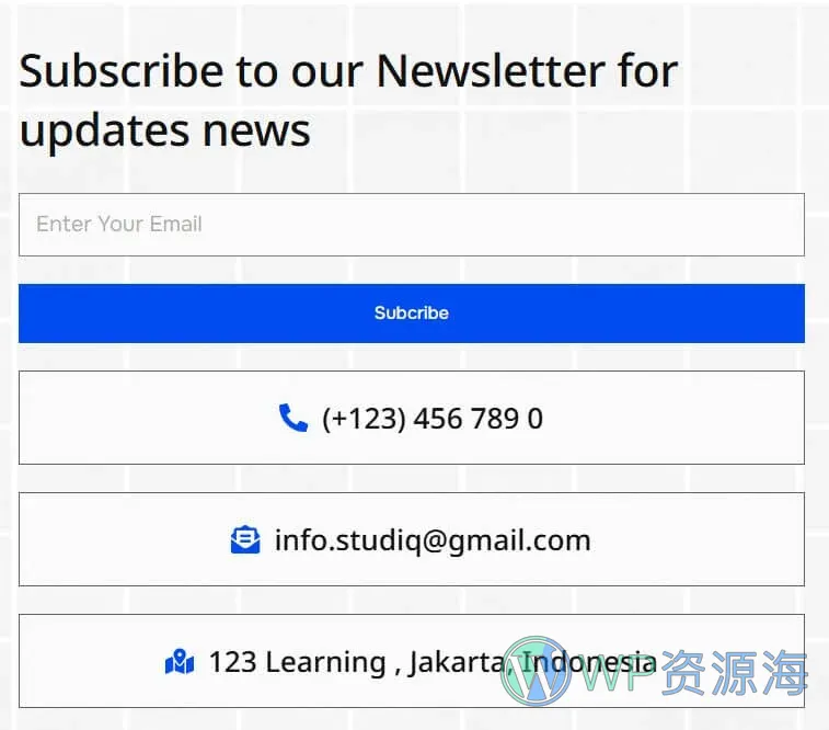 在线课程教育Elementor网站模板_一键导入快速建站插图7-WP资源海 教育/培训 Elementor 模板表单预览