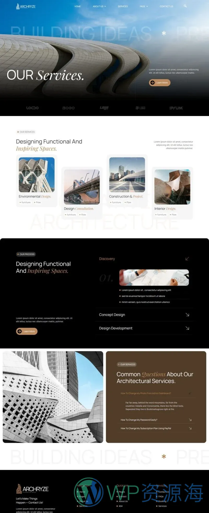 建筑设计作品展示Elementor网站模板_一键导入快速建站插图4-WP资源海 建筑/地产 Elementor 模板服务页面预览