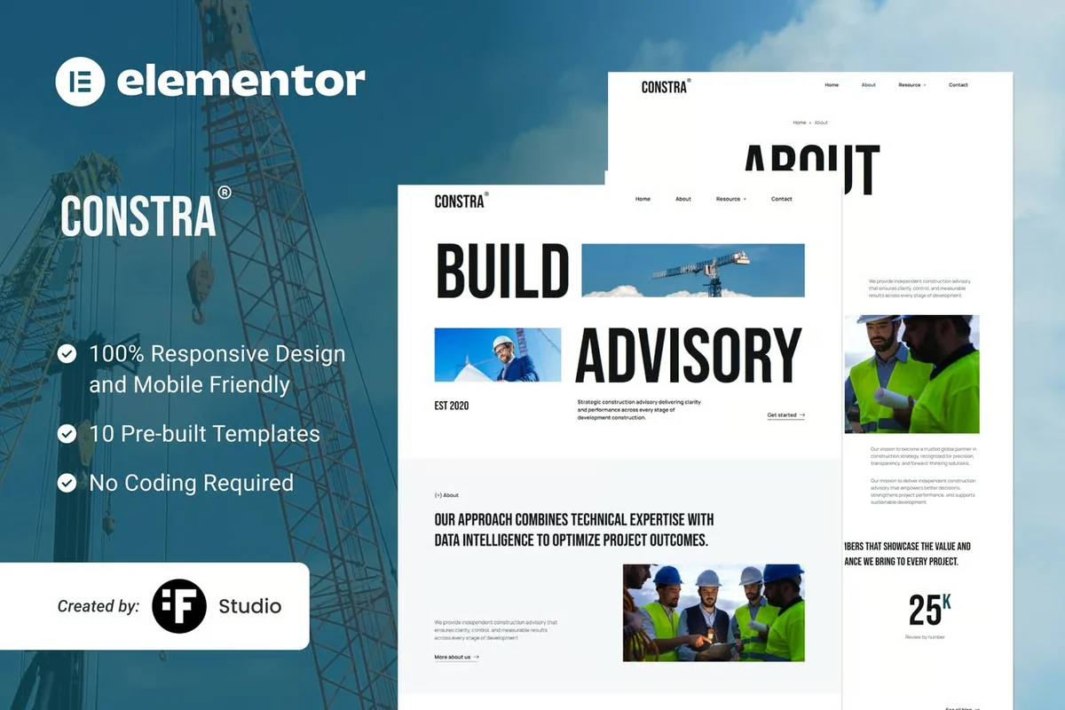 绿色建筑咨询Elementor网站模板_一键导入快速建站