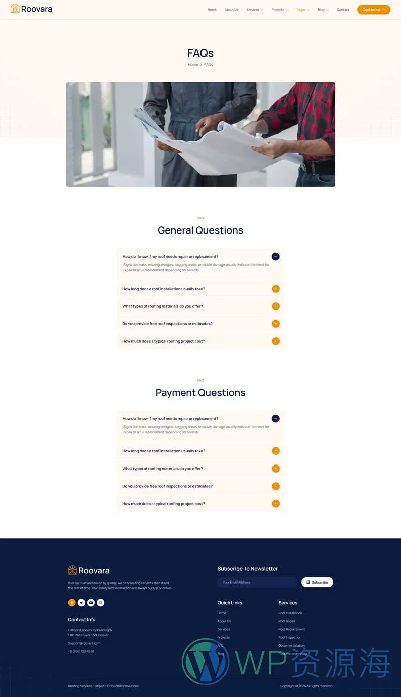 维修 Elementor 模板常见问题预览