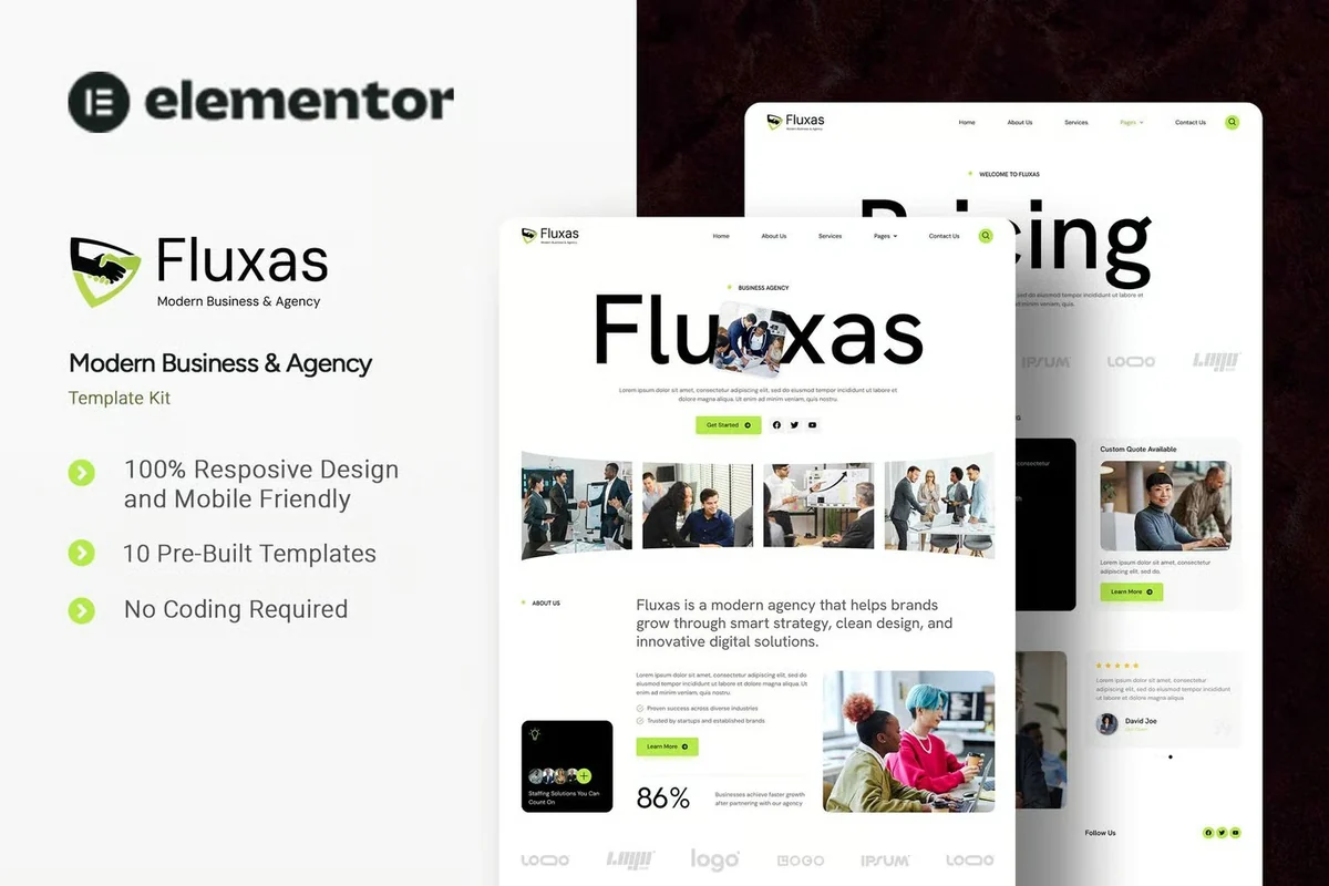 现代企业官网Elementor网站模板_一键导入快速建站
