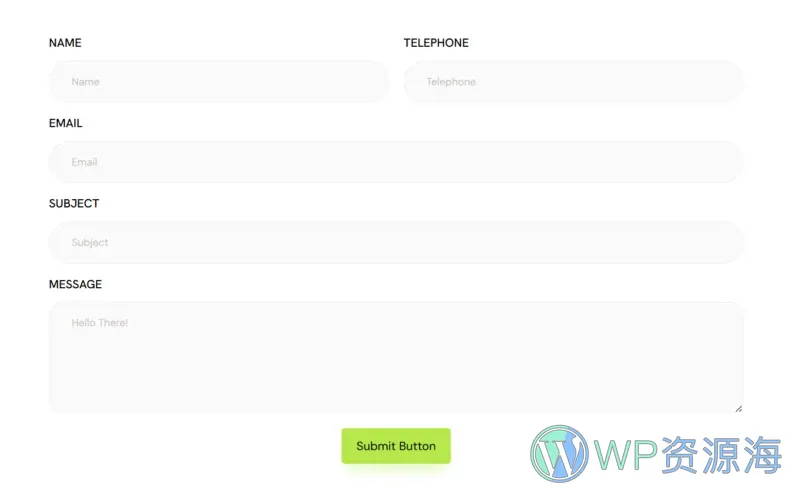 现代企业官网Elementor网站模板_一键导入快速建站插图7-WP资源海 企业 Elementor 模板联系表单预览
