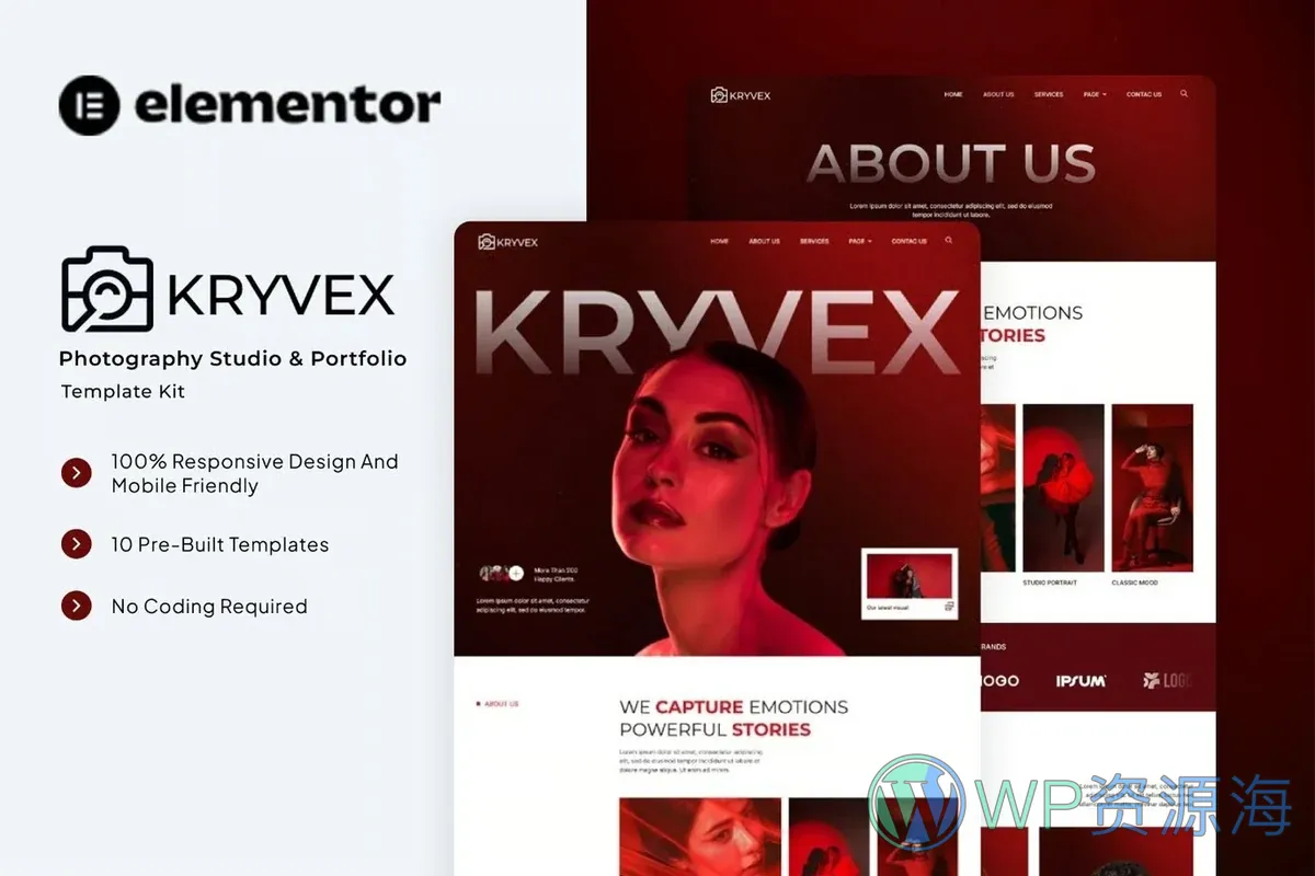 摄影 Elementor 网站模板封面
