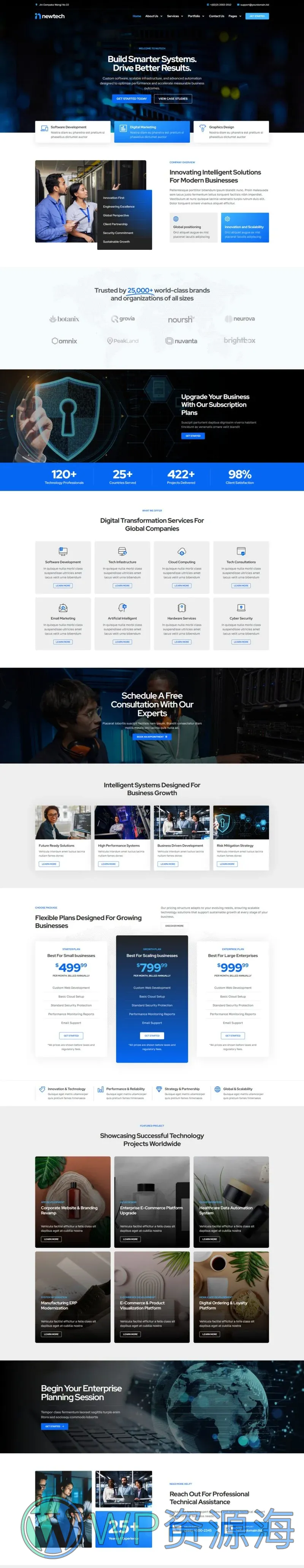 IT服务公司Elementor网站模板_一键导入快速建站插图1-WP资源海 IT互联网 Elementor 模板首页预览
