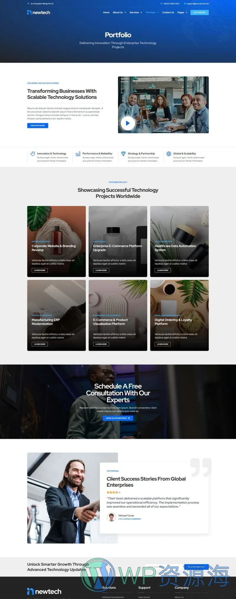 IT服务公司Elementor网站模板_一键导入快速建站插图3-WP资源海 IT互联网 Elementor 模板案例页面预览