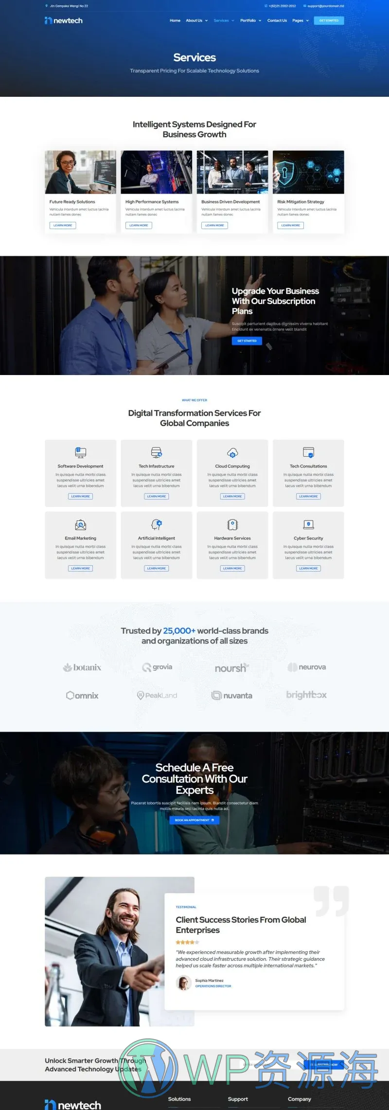 IT服务公司Elementor网站模板_一键导入快速建站插图5-WP资源海 IT互联网 Elementor 模板服务页面预览