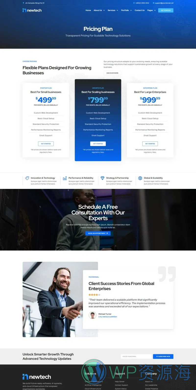 IT服务公司Elementor网站模板_一键导入快速建站插图6-WP资源海 IT互联网 Elementor 模板价格页面预览